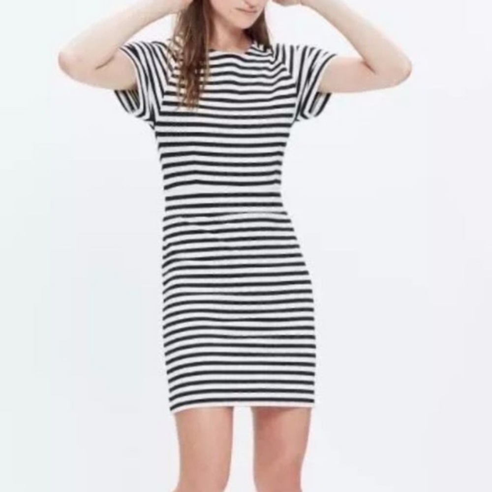 Madewell Size 6 Black White Stripe Dress Biennial